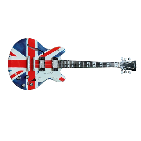 lezing ideologie Gehakt Oasis Noel Gallagher union Jack epiphone B038 miniatuur gitaar