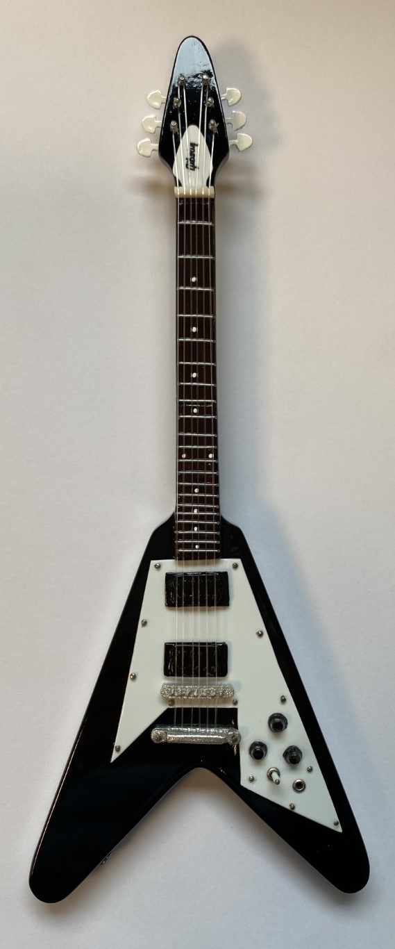 tweeling Kan niet Marxistisch Gibson Flying V black miniatuur gitaar 06 - RockArt Shop