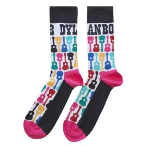 Sokken nr. 177 - Bob Dylan Guitar Pattern white maat 40-45