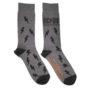 Sokken nr. 195 - AC/DC - Back In Black Bolts - maat 39-45 - Grijs