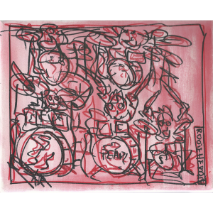 Schilderij "Rooie Herrie" geschilderd door Cesar Zuiderwijk (nr.34)