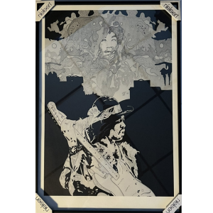 Jimi Hendrix Print op canvas gelimiteerd/ingelijst George Enzlin