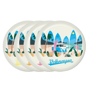 Volkswagen VW T1 Busje Waves Set van 4 Duurzame RPET Picknick Borden