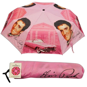 Elvis Presley Foldable Umbrella/Paraplu Pink with Cadillac