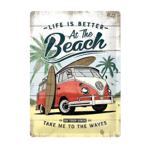 VW Bulli at the Beach - Metal sign/metalen plaat 22277
