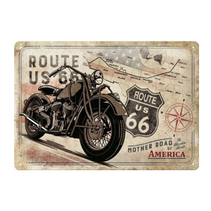 Route 66 Bike Map - Metal sign/metalen plaat 22279