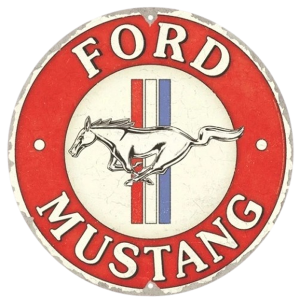 Ford Mustang 3 Stripe Red. Metal sign/metalen plaat in reliëf