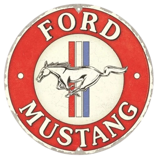Ford Mustang 3 Stripe Red. Metal sign/metalen plaat in reliëf