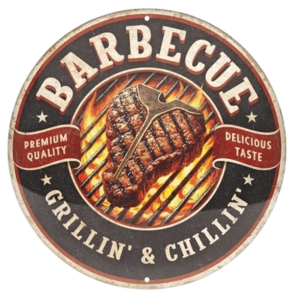 Barbeque Grillin & Chillin Metalen wandbord in reliëf