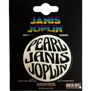 Janis Joplin - Pearl Emblem Mono Pin Wit