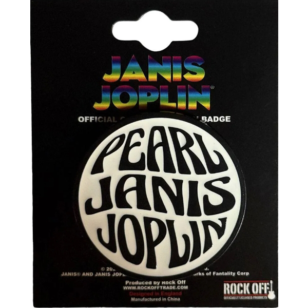 Janis Joplin - Pearl Emblem Mono Pin Wit