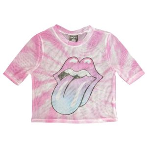 Rolling Stones - Pink Gradient Tongue Crop top - Roze