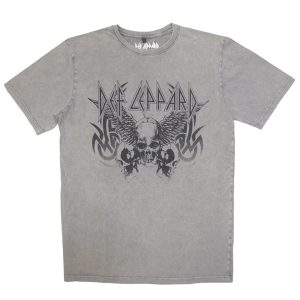 Def Leppard - Tribal Skull Stonewash Grijs (t-shirt)