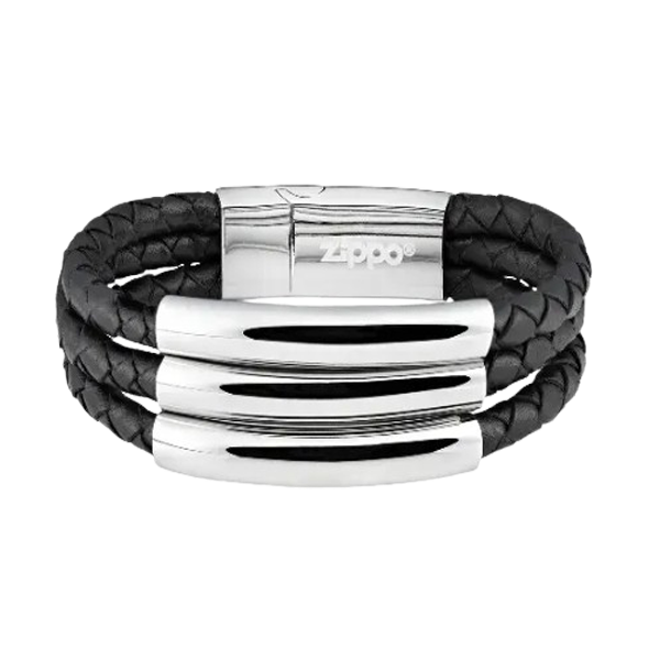Zippo Steel Braided Leather Bracelet/Armband 22cm
