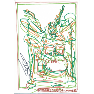 Tekening (32) getekend door Cesar Zuiderwijk op karton