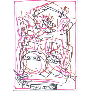 Tekening (33) getekend door Cesar Zuiderwijk op karton